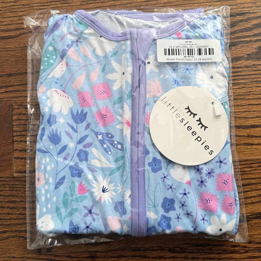 Little Sleepies Magical Meadow zippy 12-18m - NIB - purple floral
